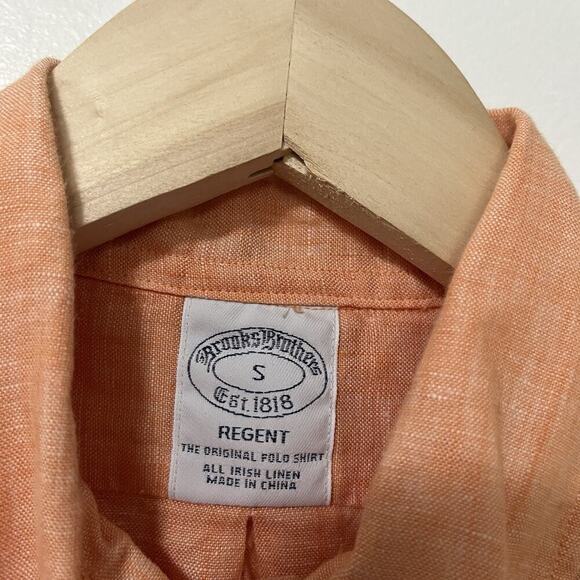Brooks Brothers Mens 100% Irish Linen Button Up Shirt Size S Orange Preppy - Picture 3 of 7